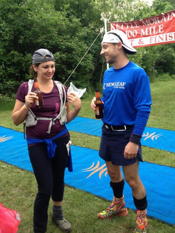 Hanging with Jen at the Kettle Moraine 100 finish line. (Image courtesy of Martha Manzo-Walker)