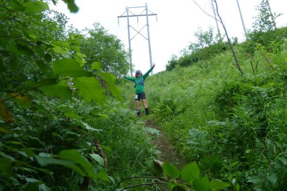 Kirsten standing proud on one of the power lines.