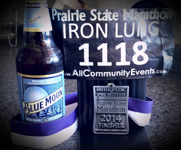 Finishers medal 2014 Prairie State Marathon